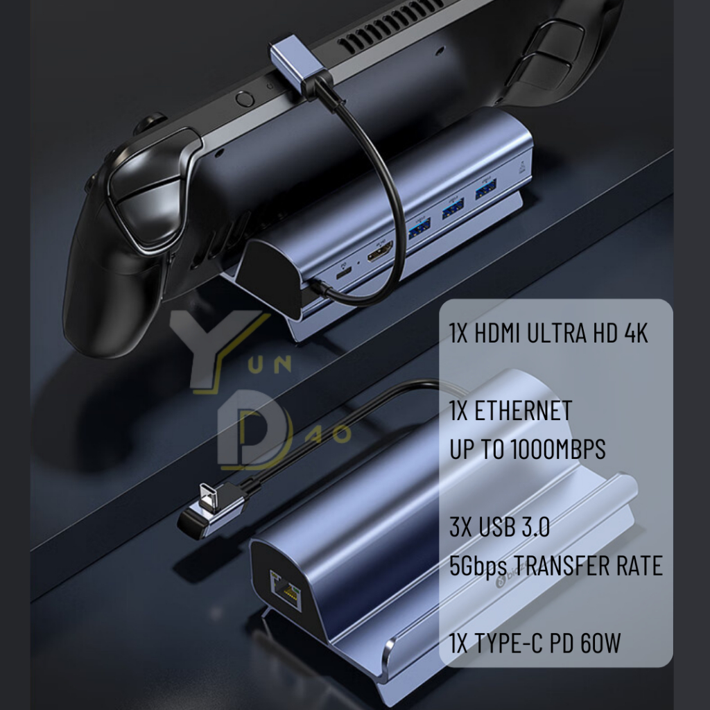 Steam Deck Docking Station 6 in 1 Nintendo Switch Valve Multiport OTG TV Base Stand 60Hz HD-compatible USB-C RJ45 Ethernet For Steam Deck Gaming console