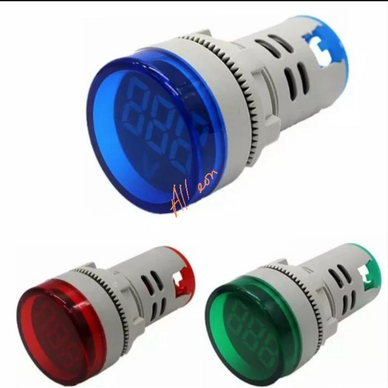 PILOT VOLT METER Blue ROUND 22MM / INDICATOR LAMPU DIGITAL BULAT 220VOLT