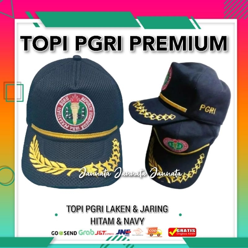 Topi PGRI Premium Hitam Navy | Topi PGRI Laken & Jaring