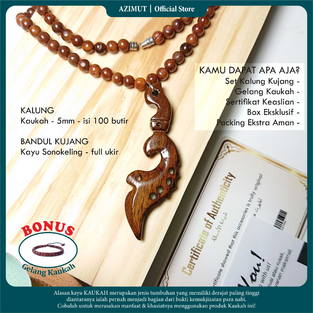 Kalung Kaukah Kujang Azimut / Kalung Kujang Kokka Original BERSERTIFIKAT (Free Gelang Kaukah)