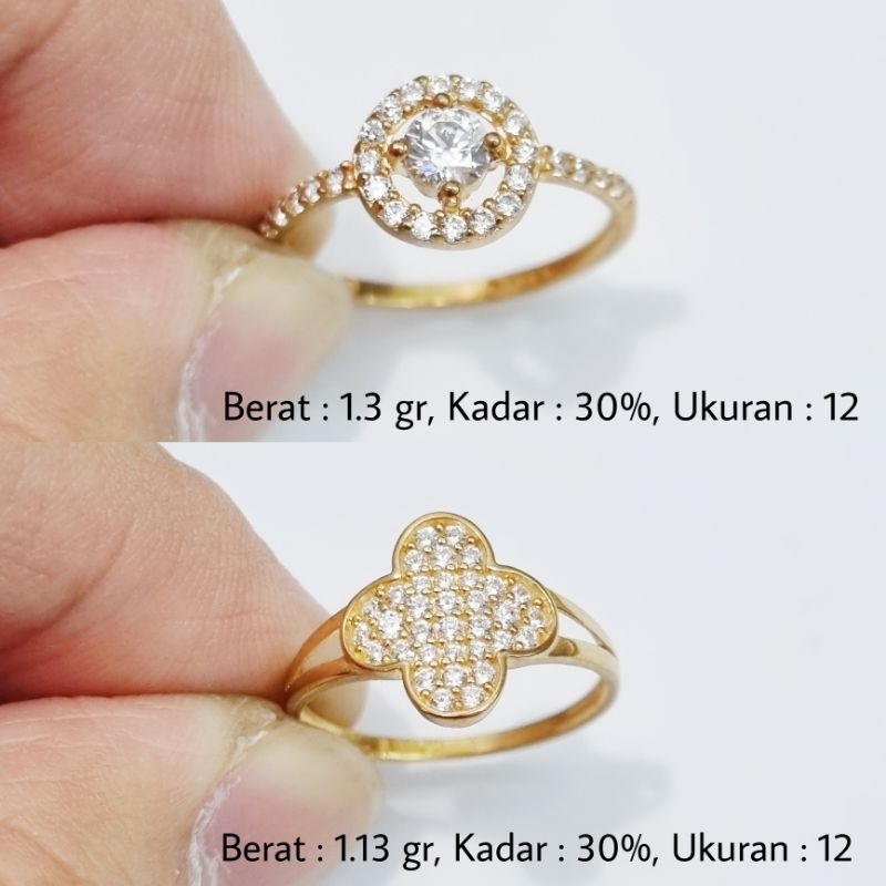 Cincin Emas Ukuran Ring Size 12 Kadar 30% (6K) - X9
