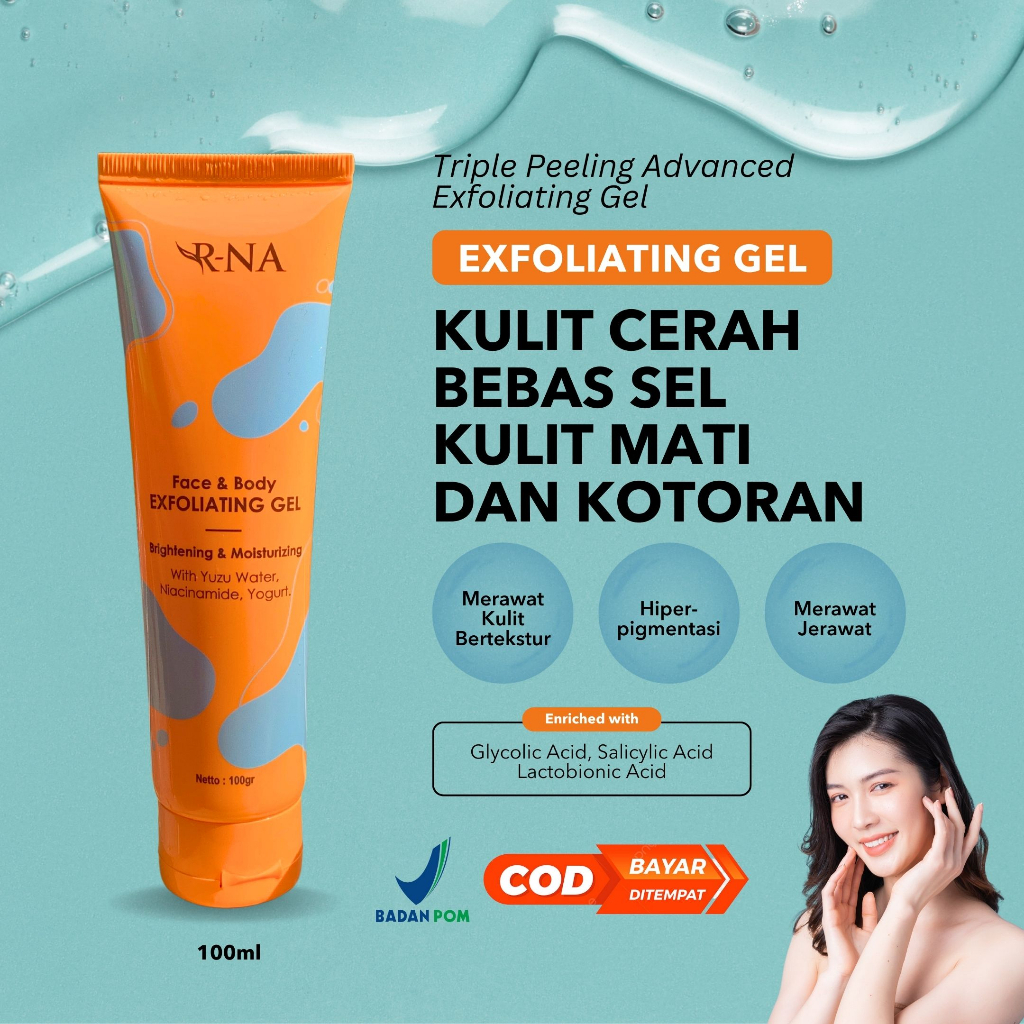 R-Na Exfoliating Gel / Perontok Daki Wajah & Badan / Glowing Blackhead Cleaner Body Exfoliating / Pe