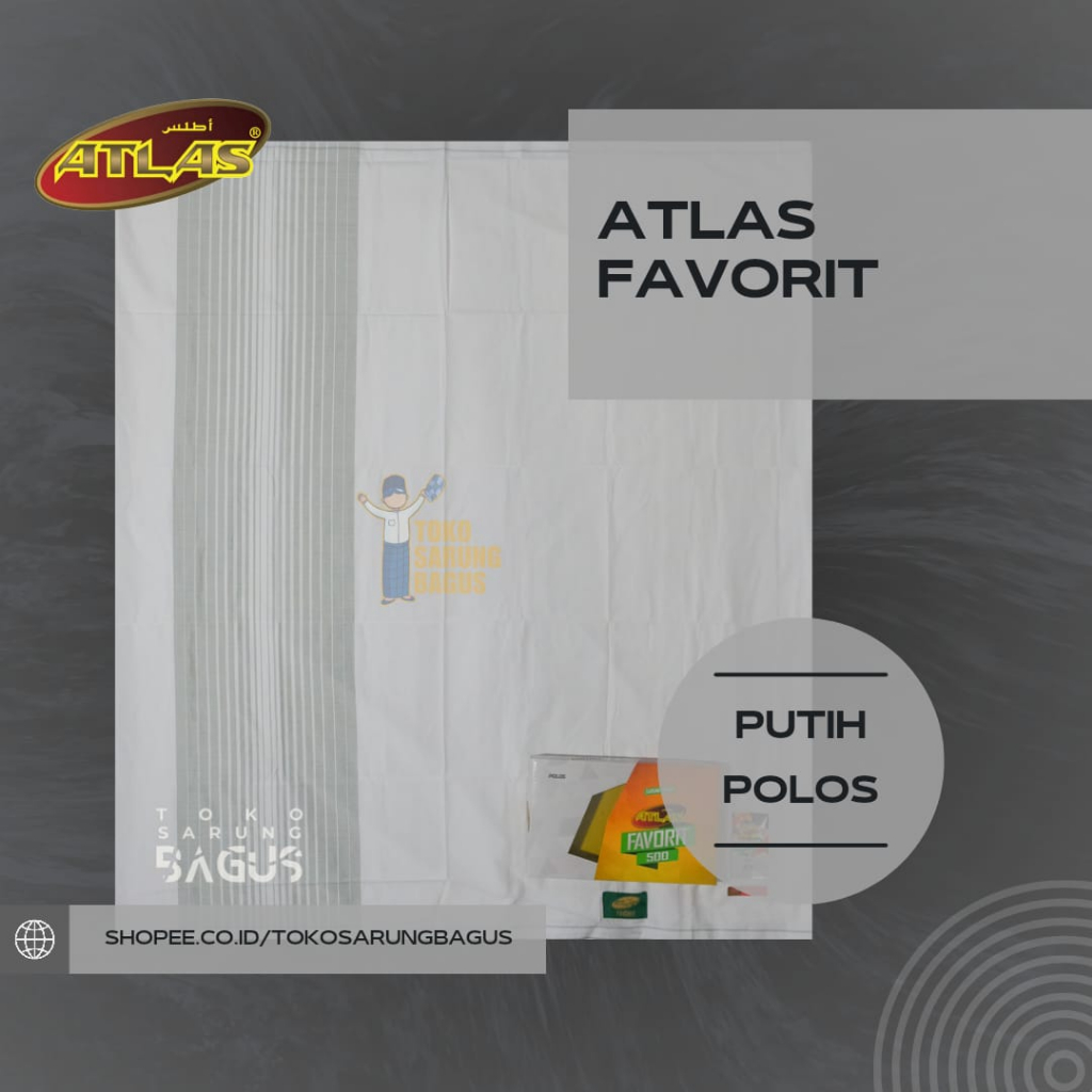 Sarung Atlas Favorit Warna Putih Polos