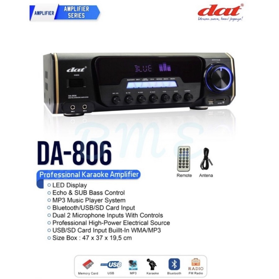 Power Amplifier Karaoke DAT DA 806 Bluetooth Usb Original DAT DA806