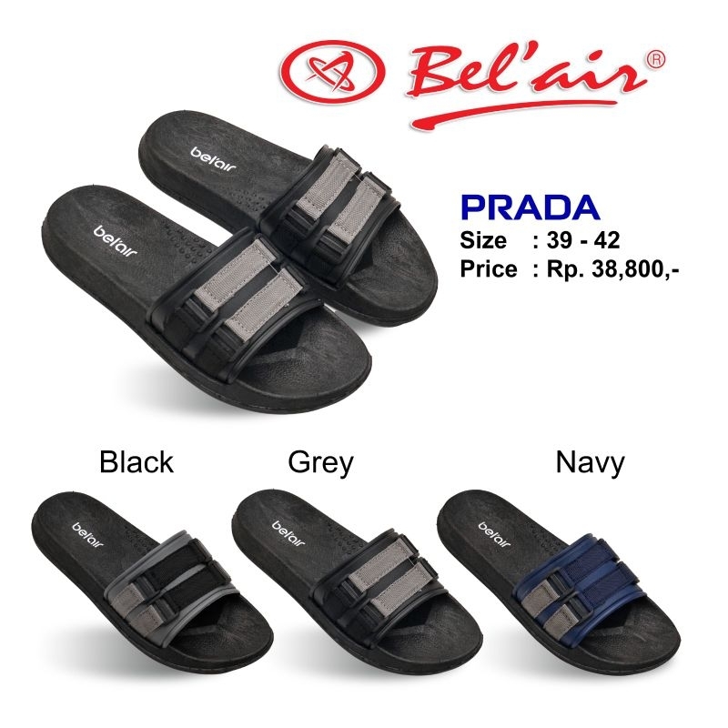 TERBARU SANDAL SLOP KARET CASUAL PRIA BEL'AIR PRADA BERKUALITAS ORIGINAL NYAMAN DIGUNAKAN