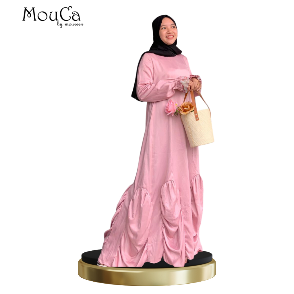 GAMIS MUSLIMAH VIONA PREMIUM BAHAN MAXMARA / GAMIS PINK / GAMIS PESTA / DRESS BALON
