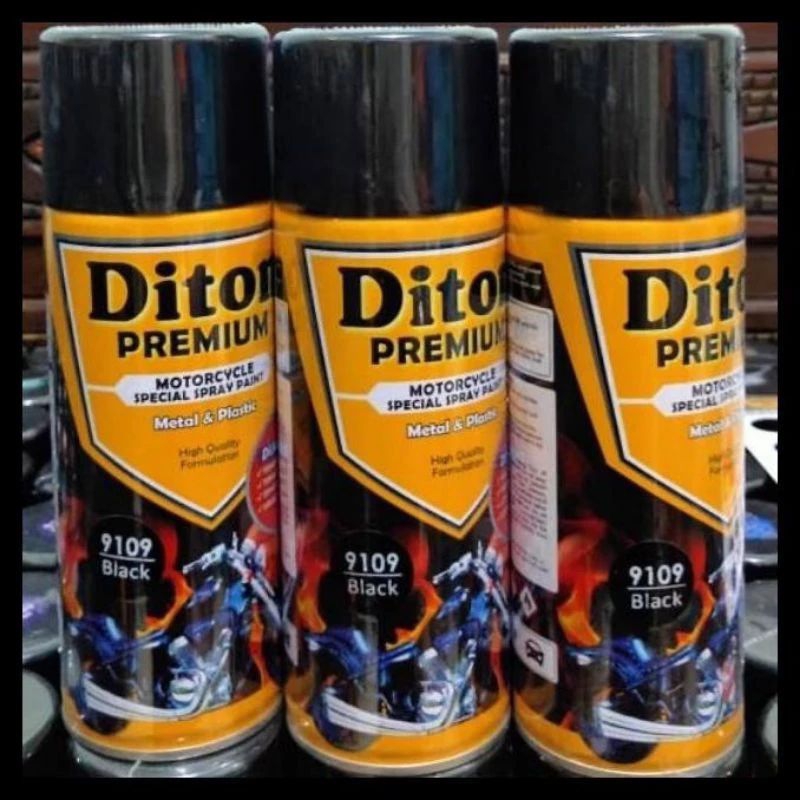 DITON PREMIUM 9109 BLACK CAT SEMPROT SPRAY PAINT WARNA HITAM