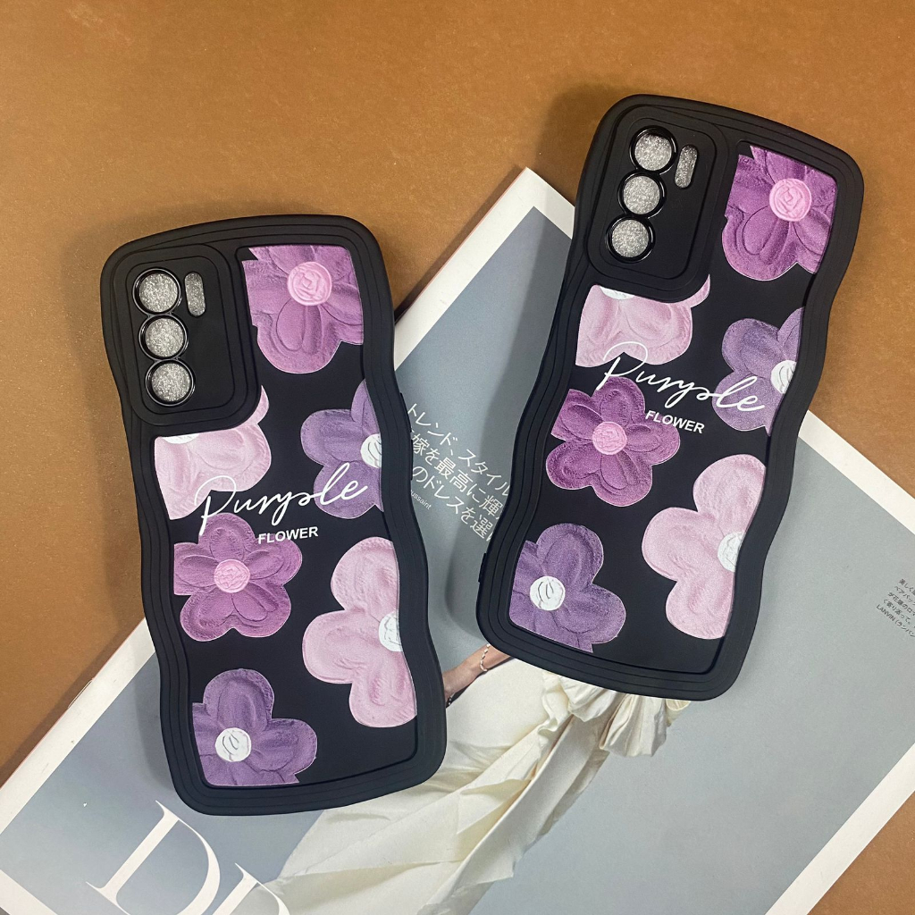 SOFTCASE OPPO A16 A16A CASING PHONE SILIKON HP CASE PREMIUM MOTIF BUNGA PURPLE RD2 caseid60