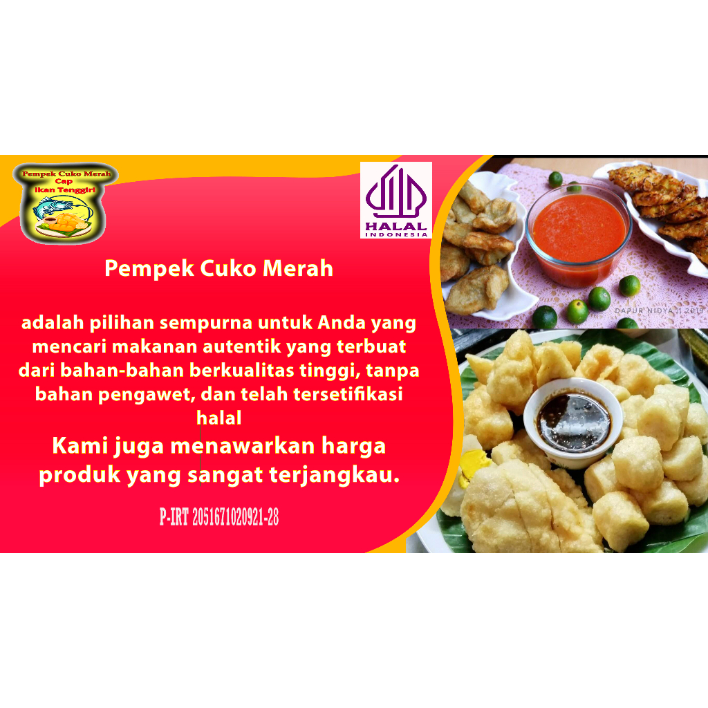 

Paket 4 Pempek Cuko Merah Ikan Gabus mix tenggiri Asli Palembang ( Free Cuko Hitam dan Cuko Merah )