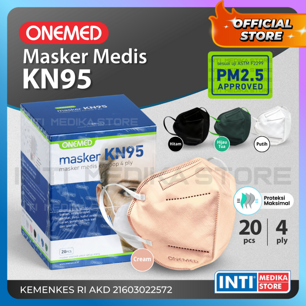 ONEMED - Masker Earloop 4 Ply KN95 | Masker KN95 | Masker Medis