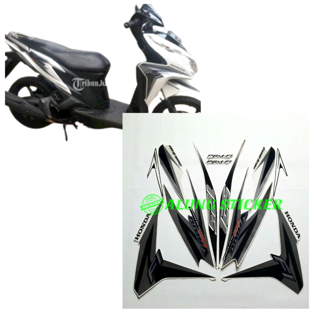 STIKER STRIPING LIS LES BODY MOTOR HONDA VARIO CBS 125 FI 2013 ISS PUTIH 1SET STANDAR FULL SET