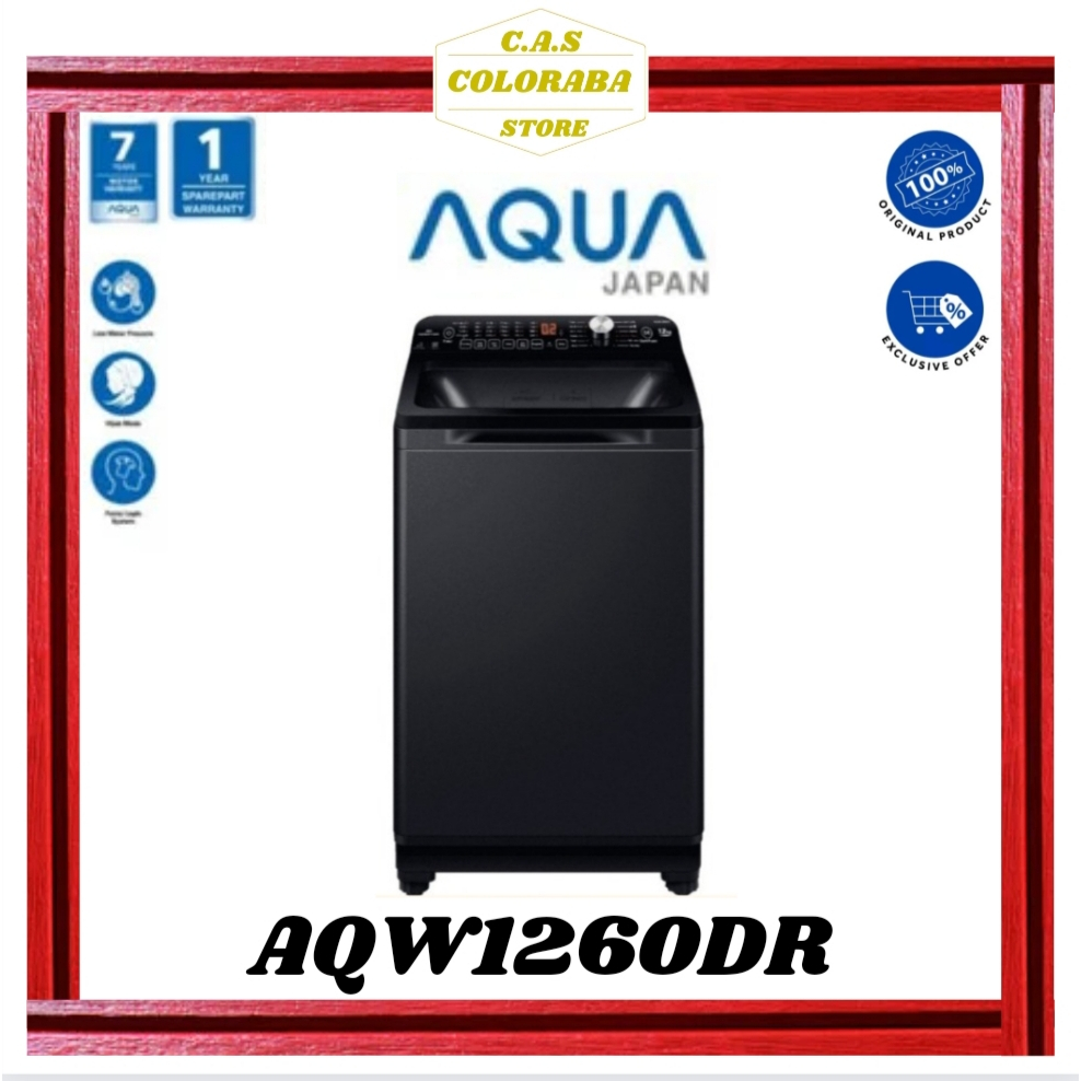 MESIN CUCI AQUA JAPAN AQW1260DR MESIN CUCI TOP LOADING 12 KG AQW1260 MESIN CUCI AQUA 1 TABUNG 12 KG