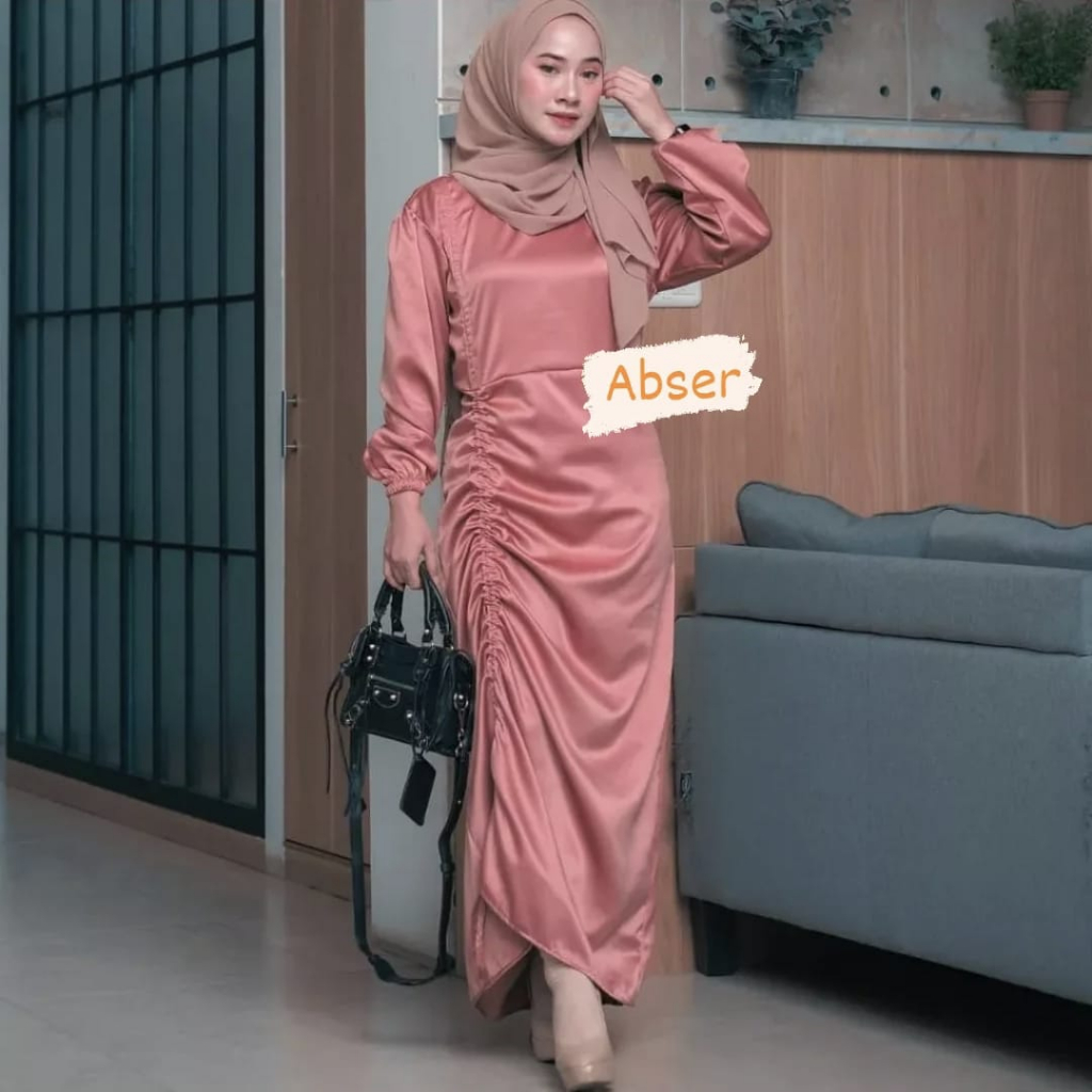 Viral  New Dress Satin Full Serut // Atasan Wanita Kekinian // Dress Serut Samping // Pakaian