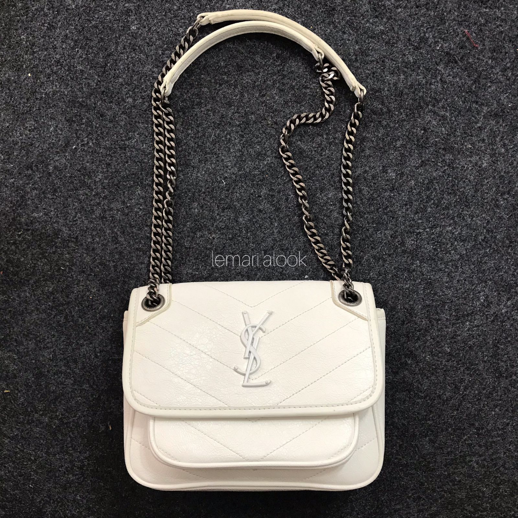 TAS SECOND YSL NIKI MEDIUM CRINKLED WHITE