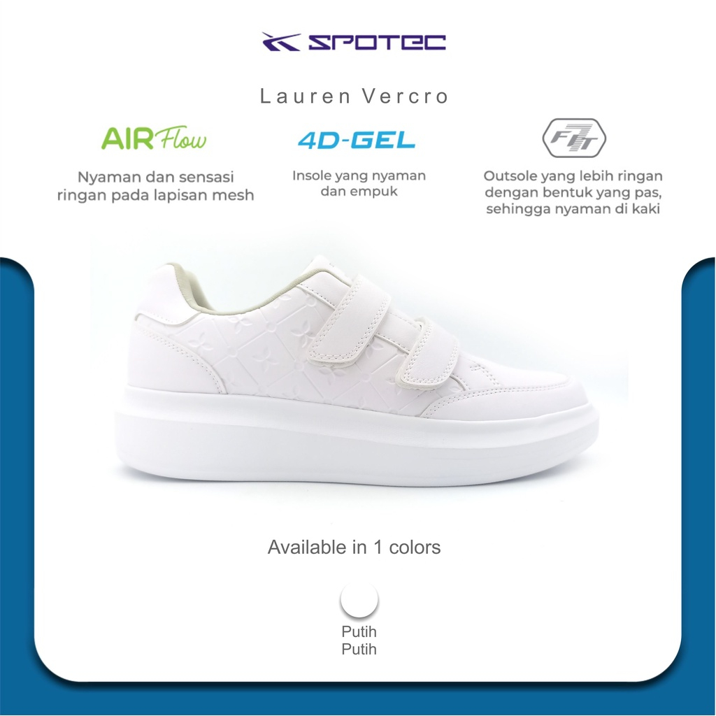 SPOTEC Sepatu SNEAKER Artikel LAUREN VELCRO-putih/putih | Original Spotec
