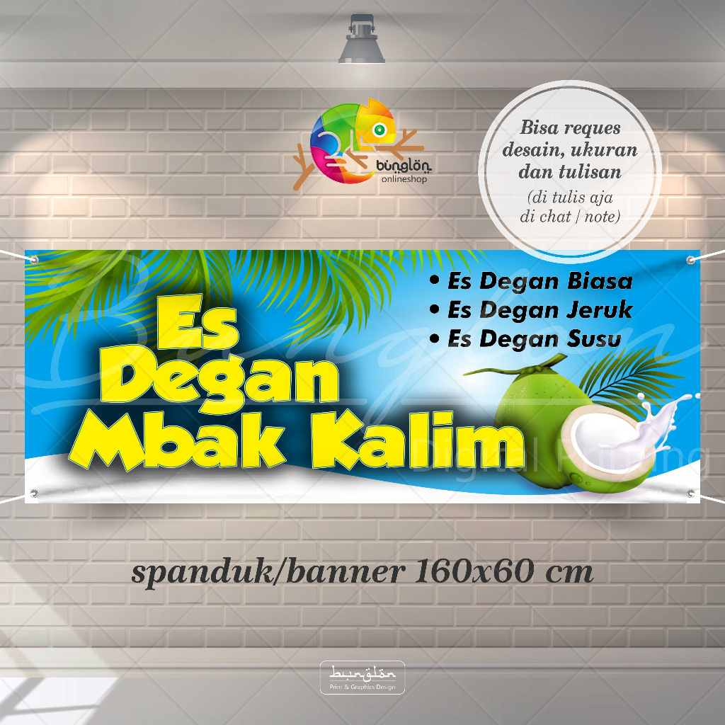 

Size 160x60 Cm Spanduk Banner Es Degan, Es Kelapa