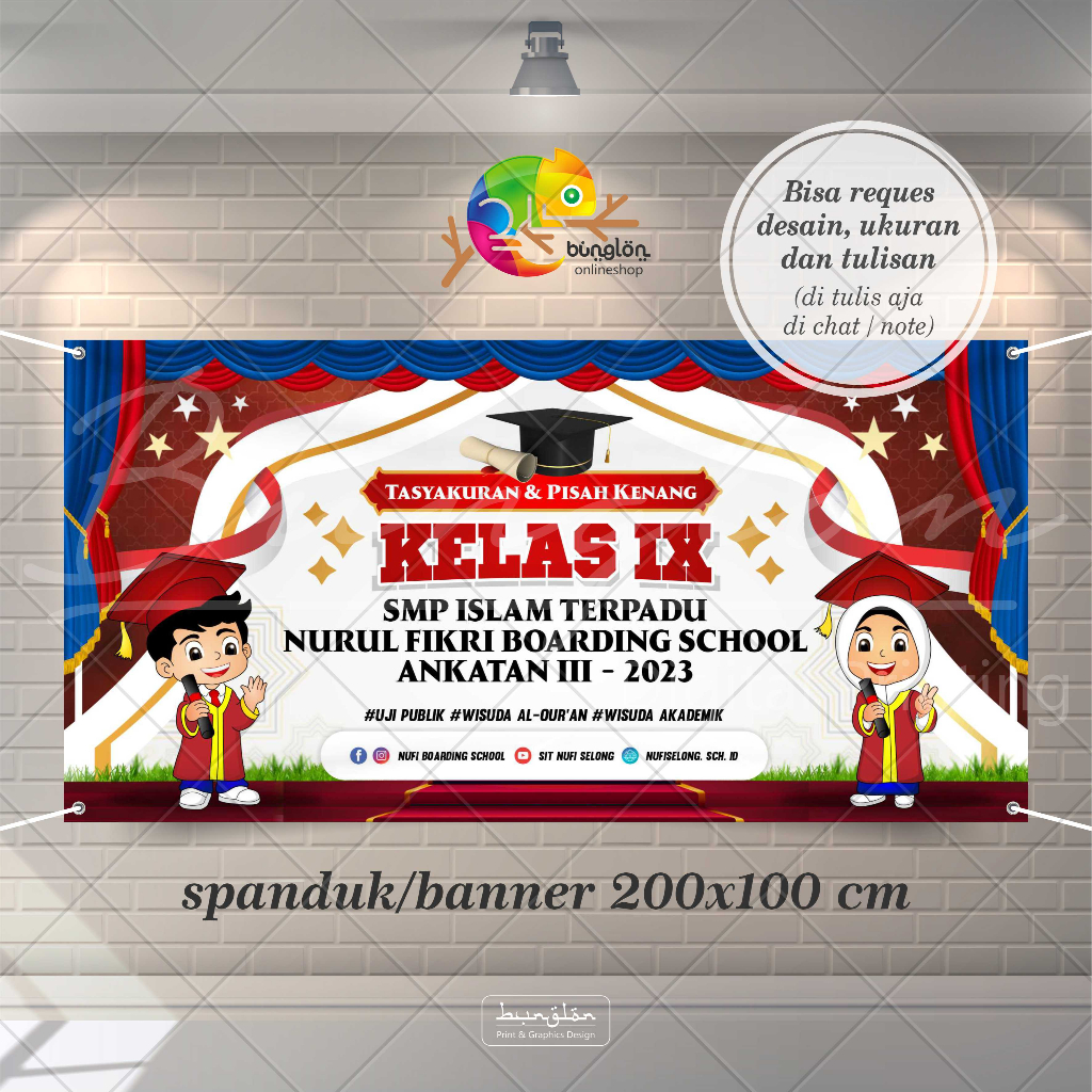 

Size 200x100 Cm Spanduk Banner Tasyakur Perpisahan Kelas