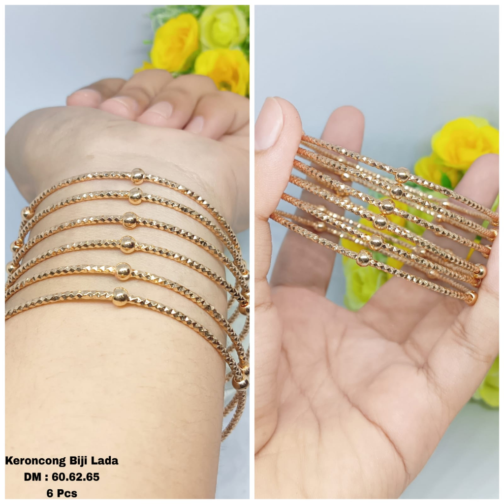 GELANG TITANIUM KERONCONG BIJI LADA ISI 6 PERHIASAN WANITA DEWASA