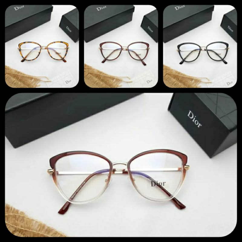 COD KACAMATA CAT EYE WANITA FRAME DIOR KACAMATA KUCING KEKINIAN OPTIC KACAMATA POTOCROMIK, SILINDER 