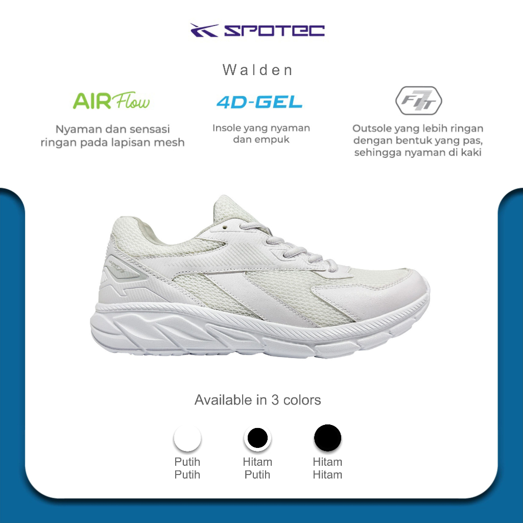 SPOTEC Sepatu STUDENT Artikel WALDEN-putih - putih | Original Spotec