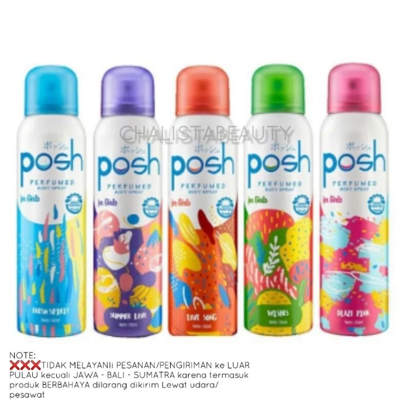 POSH Women Parfum Body Spray 150 ml Blaze Pink/ wishes/ fresh spirit/ summer love/ green blossom/ pu