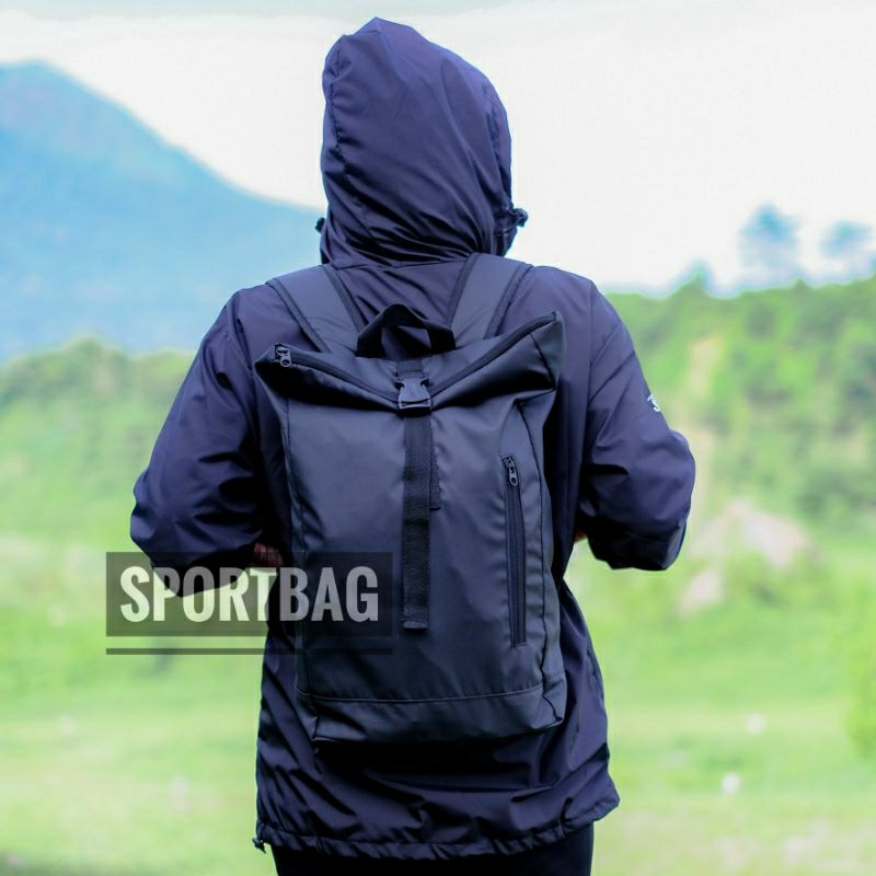 Tas Ransel Waterproof Pria Wanita Warna Hitam Polos