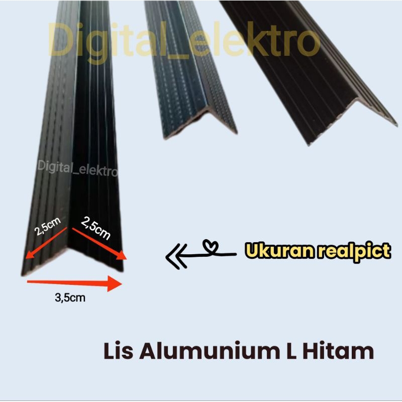 HITAM Lis Alumunium siku Lis L HITAM hardcase harga per 1meter / 100cm kwalitas bagus
