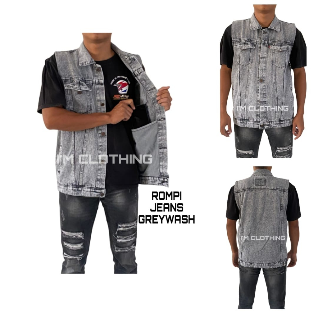 ROMPI JEANS GREYWASH ROMPI DENIM GREYWASH VEST JEANS GREYWASH VEST DENIM GREYWASH PRIA COD