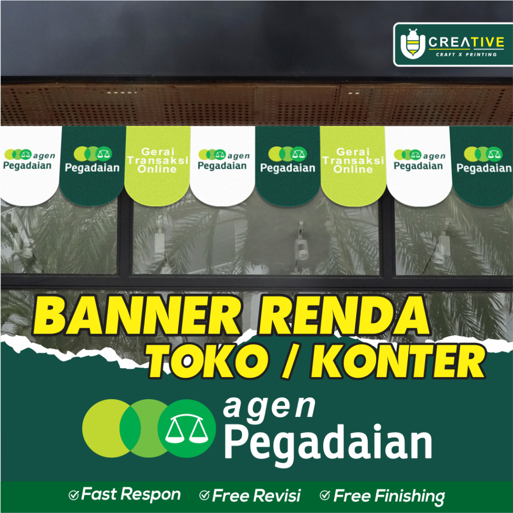 Banner / Spanduk Flag Renda Toko / Konter Agen Pegadaian (Fast Respon, Free Revisi, & Free Finishing