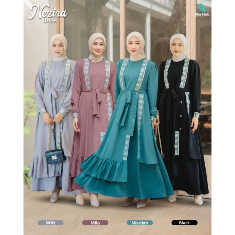 Moslem Ori Gamis Busui Friendly Mewah Elegan Nezira Dress By Afas Hijab (Ready Please Cekstok)