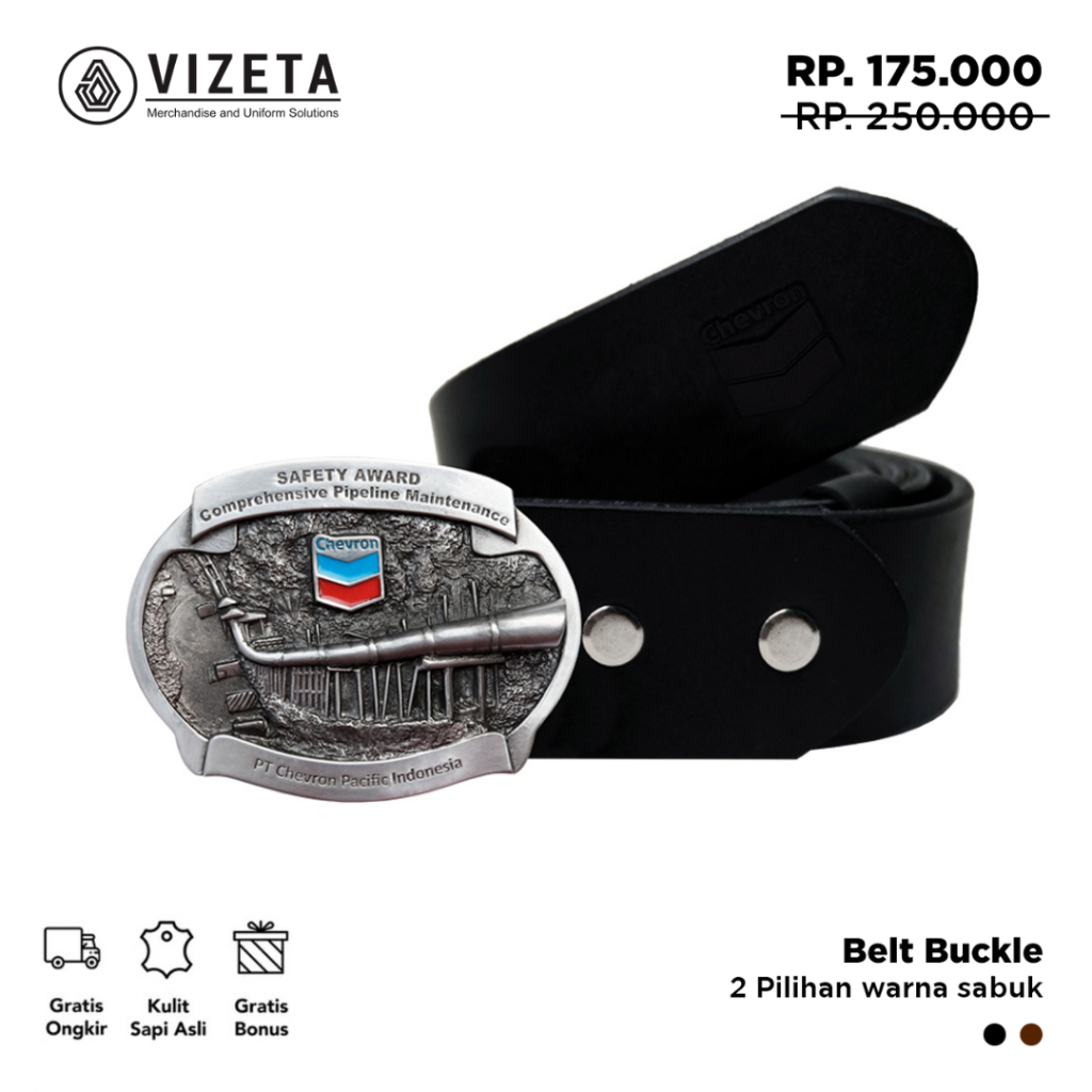 Kepala Sabuk Tambang Chevron Genuine Leather Belt Ikat Pinggakng Kulit Gesper Pria  by Vizeta