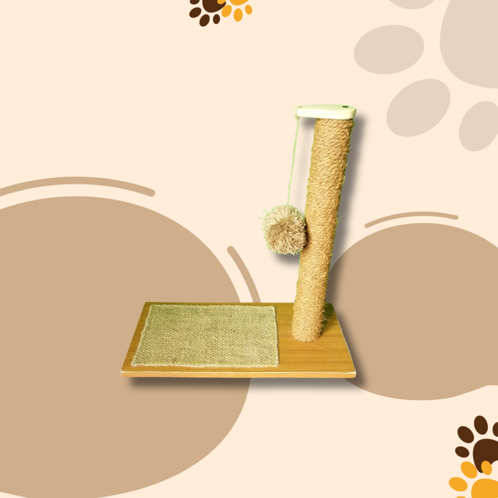 Tiang Cakaran Kucing - Cat Scratcher Condo Mainan Kucing Kayu Pompom