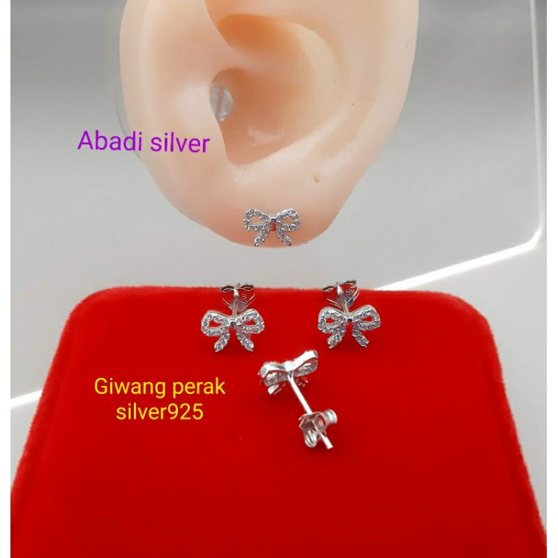 Giwang tusuk pita perak silver 925 giwang wanita dewasa