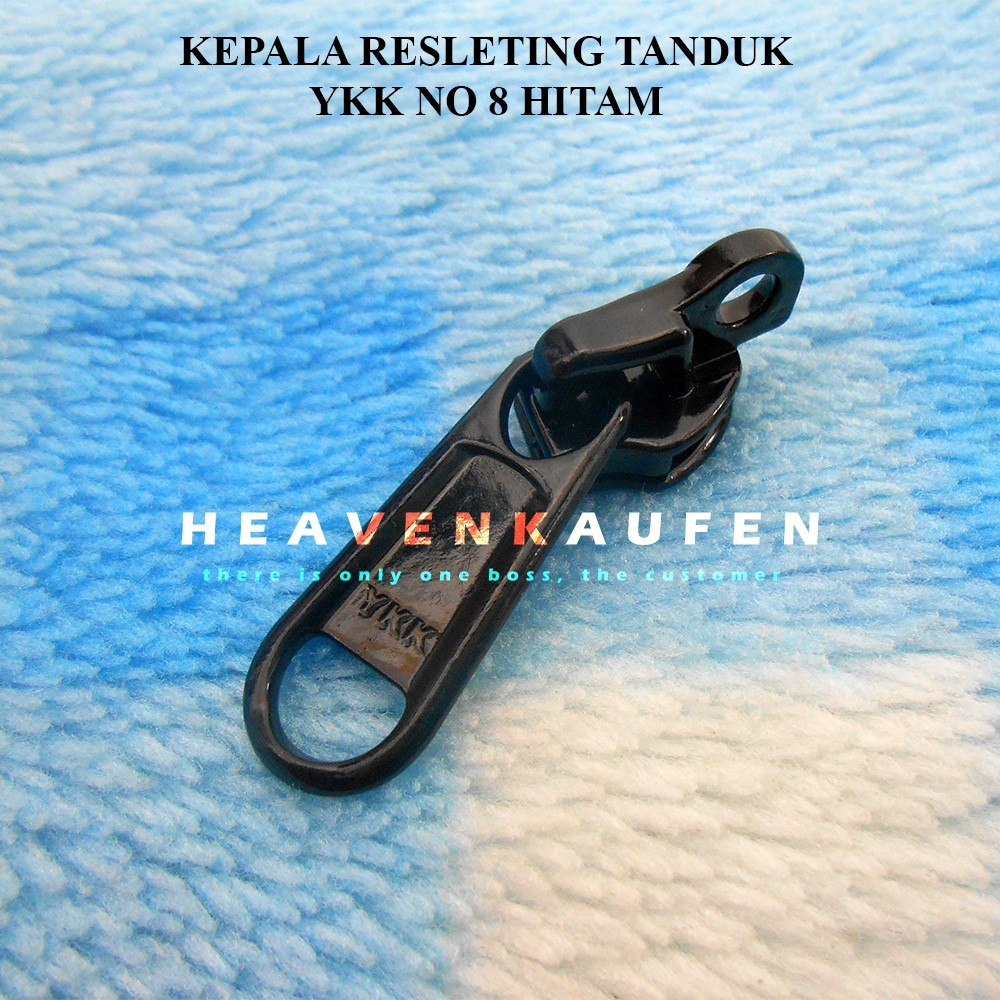 Kepala Resleting YKK coil no 8 tanduk lubang gembok hitam zipper head gigi rit ritsleting retsleting