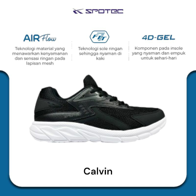 SPOTEC Sepatu STUDENT Artikel CALVIN-hitam/putih | Original Spotec