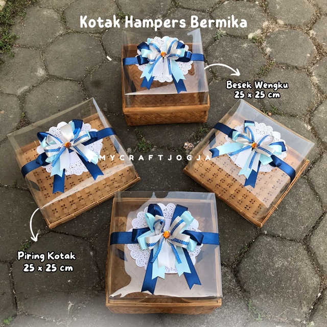 Kotak Hantaran Bambu Besek Wengku Piring Kotak Bambu Hias Mika | Hantaran Unik | Seserahan Unik