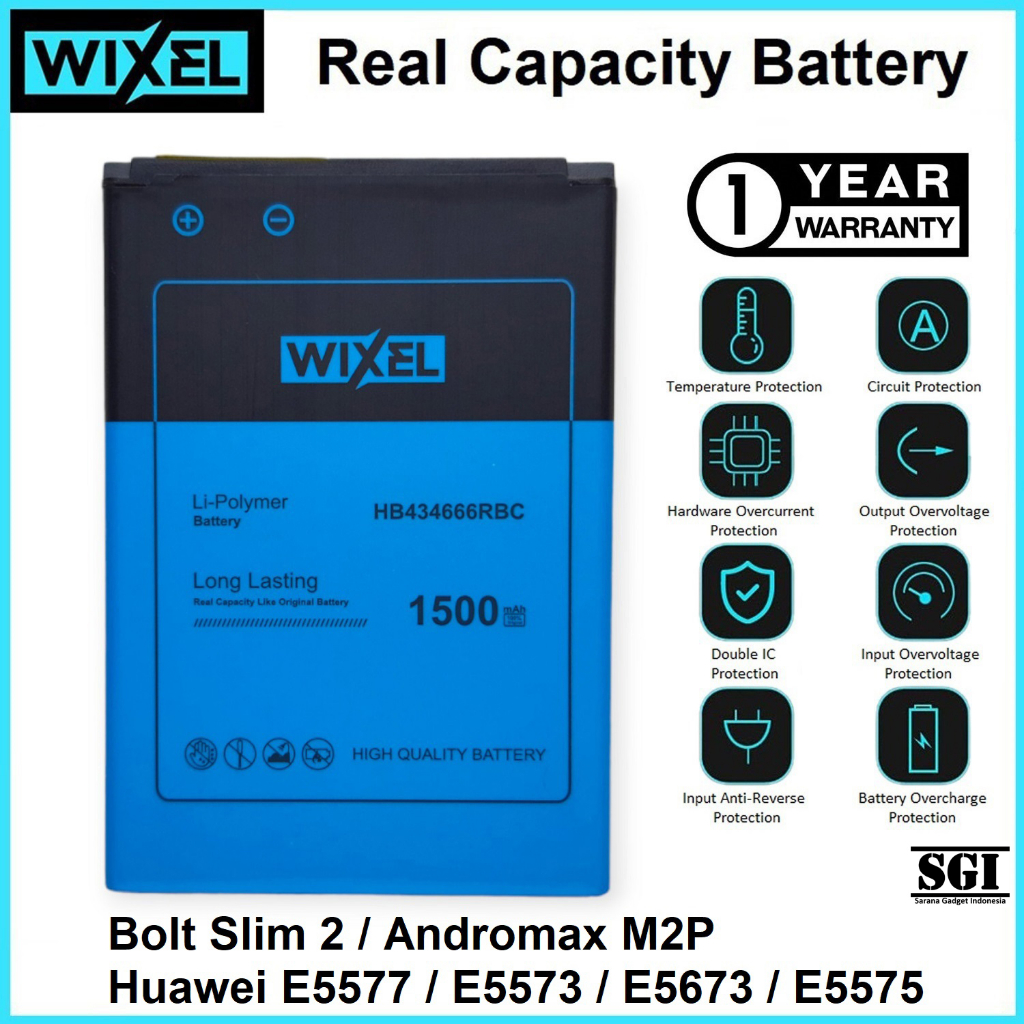 WIXEL ORIGINAL Baterai Modem Bolt Slim 2 Andromax M2P E5577 E5573 E5673 E5575 HB434666RBC Battery Ba