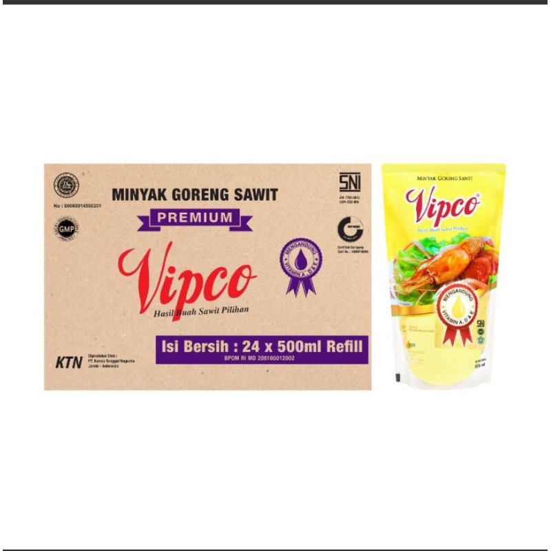 

minyak goreng vipco 500ml sedus isi 24 pcs