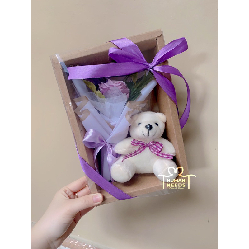 

[READY] Transparant sliding box special Hari Ulangtahun Wisuda Aempro / Birthday gift isi buket bunga dan teddy Free kartu ucapan hampers gift box