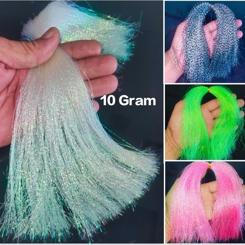 10 Gram Bulu Mutiara Kilat Umpan Pancing Assist Hook Bulu Kotrek Bulu Umpan Rintak Umpan Tonda Umpan