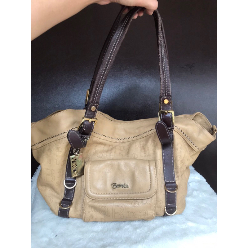 tas shoulder bag leather kulit tebal tote size besar wanita bonia second bekas preloved