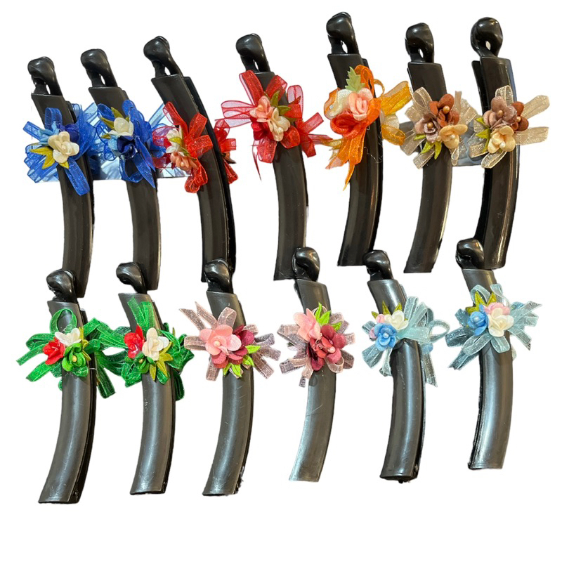 PISANG-JEPIT RAMBUT MODEL PISANG DENGAN PITA BUNGA