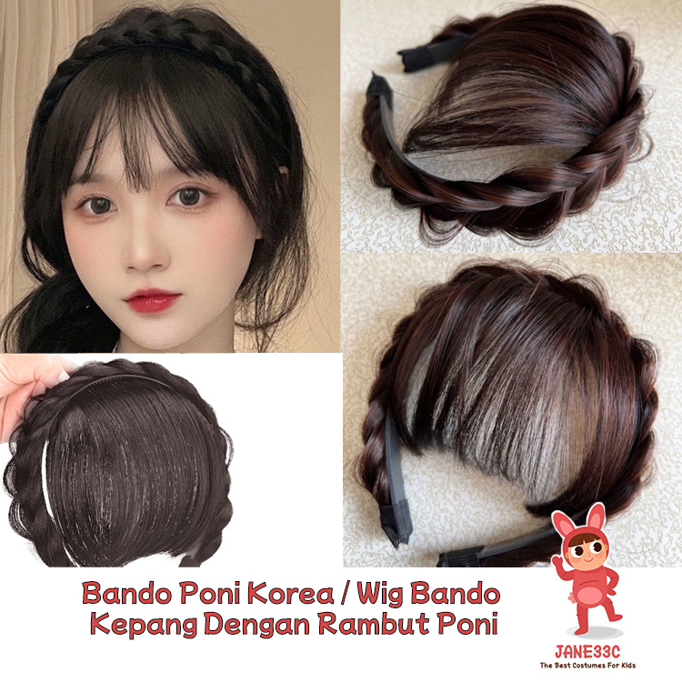 Bando Poni Korea / Wig Bando kepang Dengan Rambut Poni