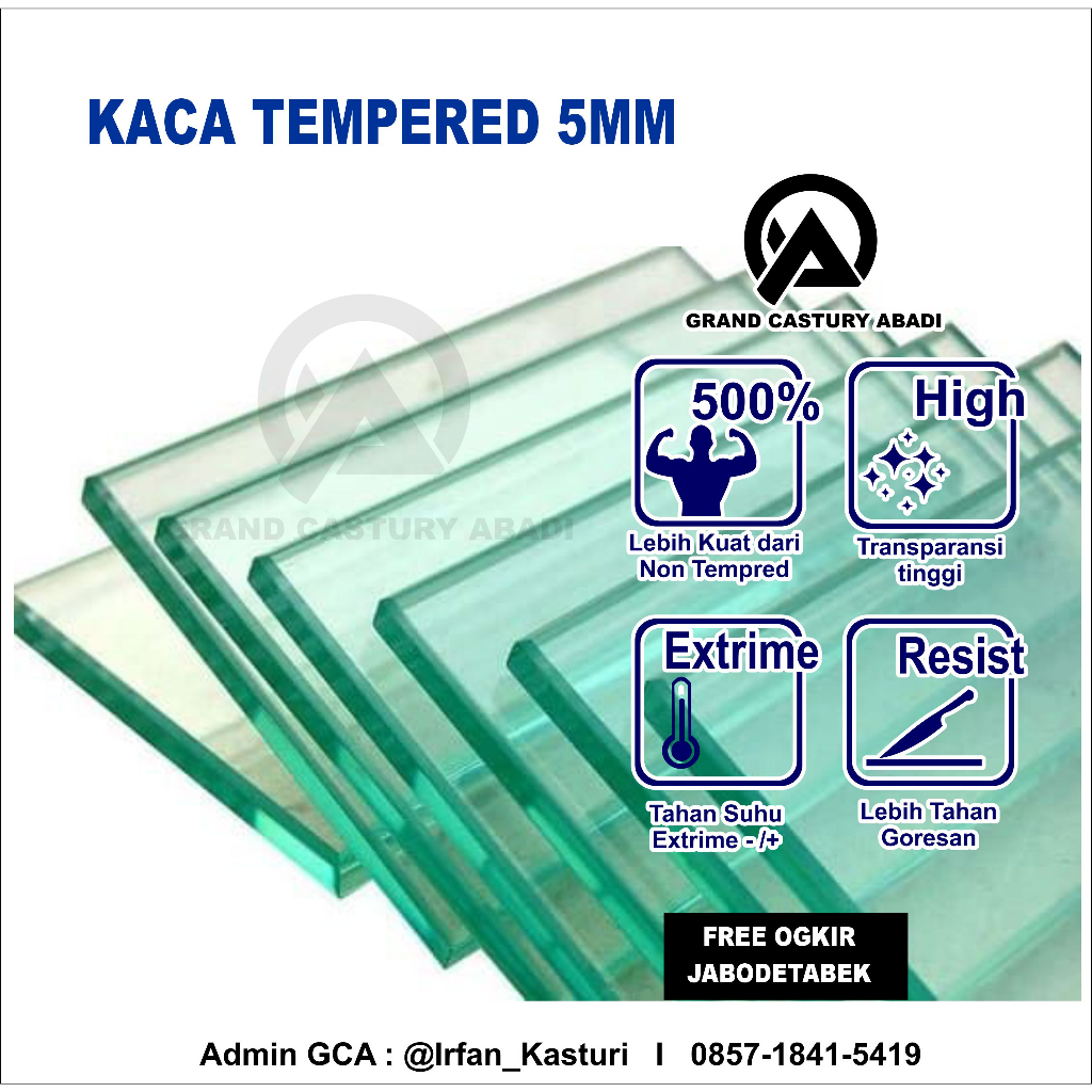 Kaca Tempred 5 mm - Kaca polos Clear Akuarium / canopy