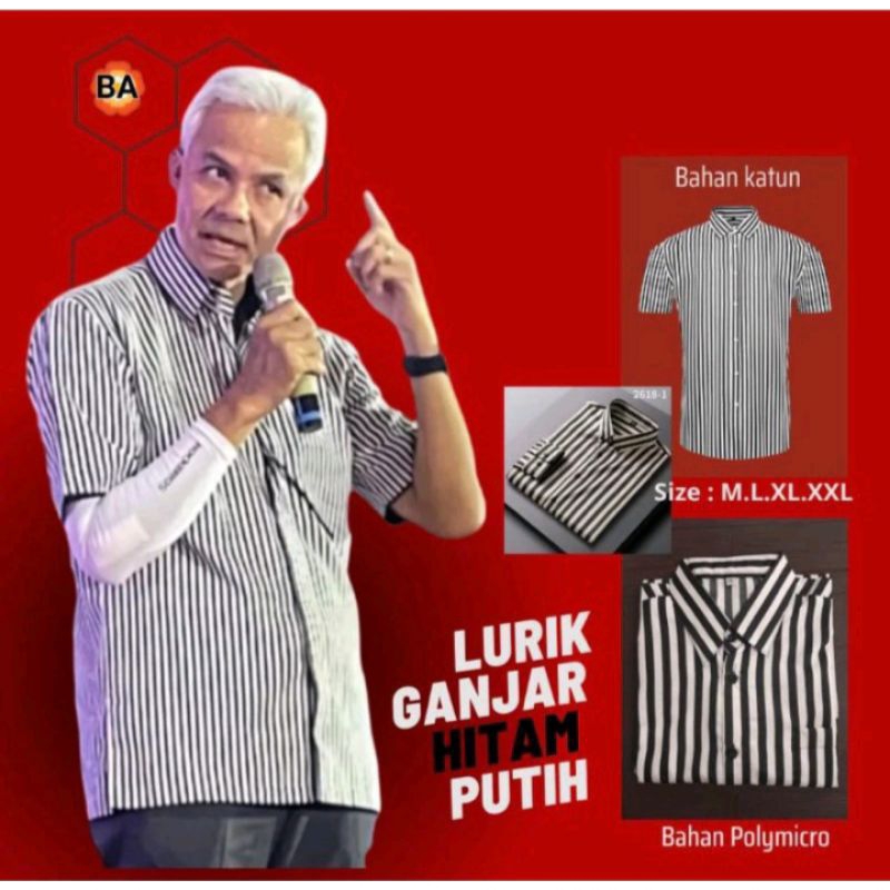 KEMEJA LURIK GANJAR GARIS HITAM PUTIH FULL FURING KATUN PREMIUM PRIA DAN WANITA