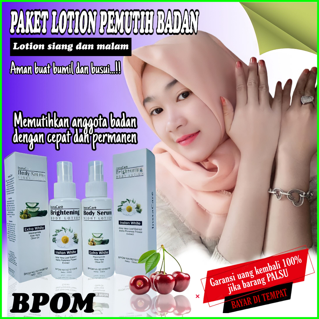 Paket lotion siang dan malam pemutih seluruh tubuh permanen super cepat asli bpom pencerah badan sek
