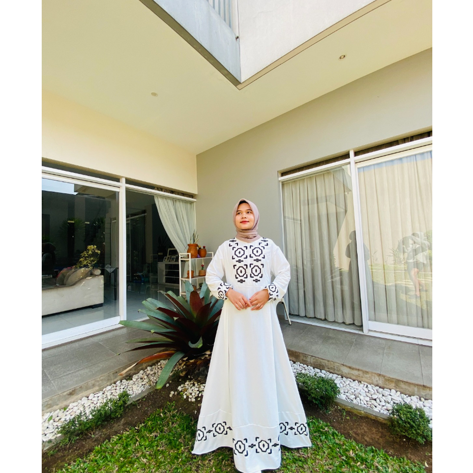 Baju kurung Eleventone Dress Aneesa terbaru bahan crinkle airflow Korean style Baju lebaran fashion 