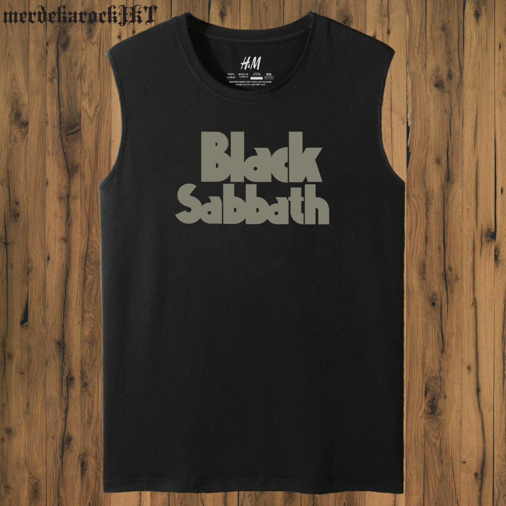 kaos distro rockstar tanpa lengan BLACK SABBATH kaos distro musik band rock metal dewasa lekbong