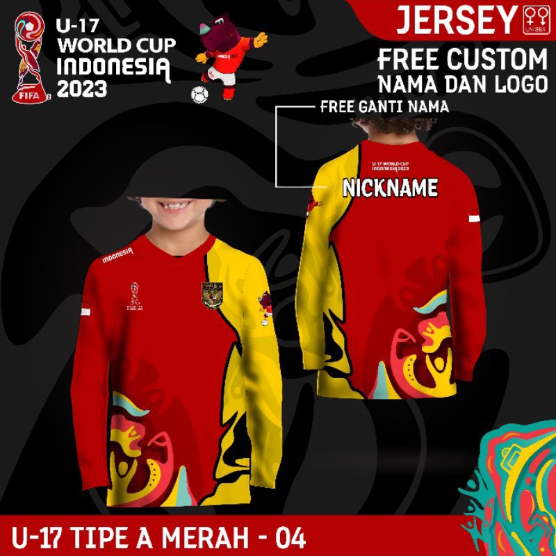 Jersey anak PIALA DUNIA U-17 baju kaos bola anak piala dunia U17 lengan panjang