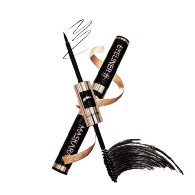 LOMIRA 2 in 1 MASKARA EYELINER / 2in1 EYELINER MASCARA WATERPROOF BPOM